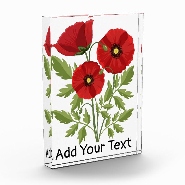 Poppy blooming joyful Summer Flowers Acrylic Award (Left)