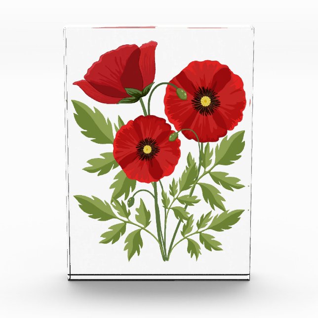 Poppy blooming joyful Summer Flowers Acrylic Award (Front)