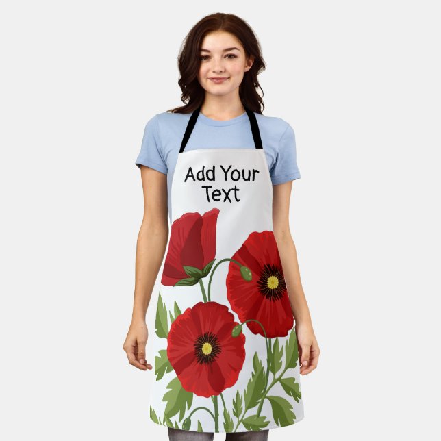 Poppy blooming joyful Summer Flowers Apron (Worn)