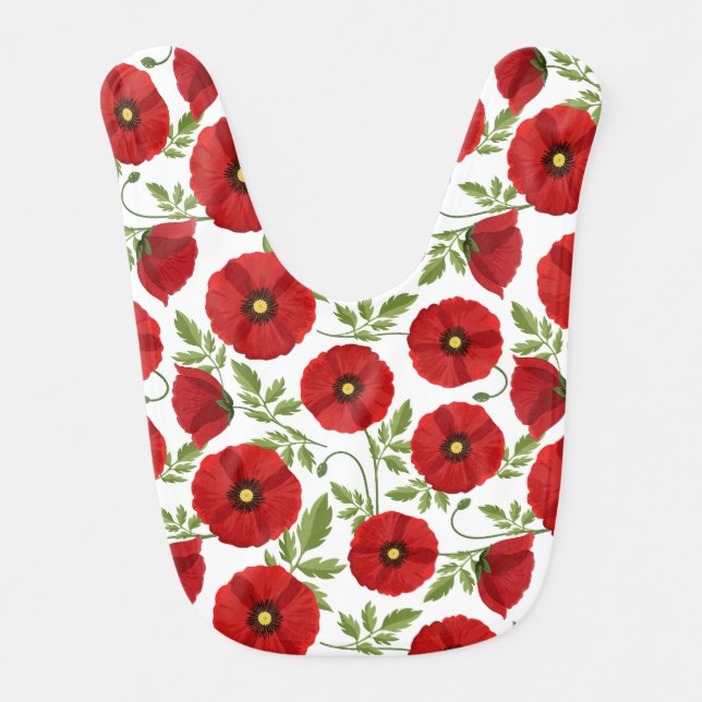 Poppy blooming joyful Summer Flowers Baby Bib (Front)
