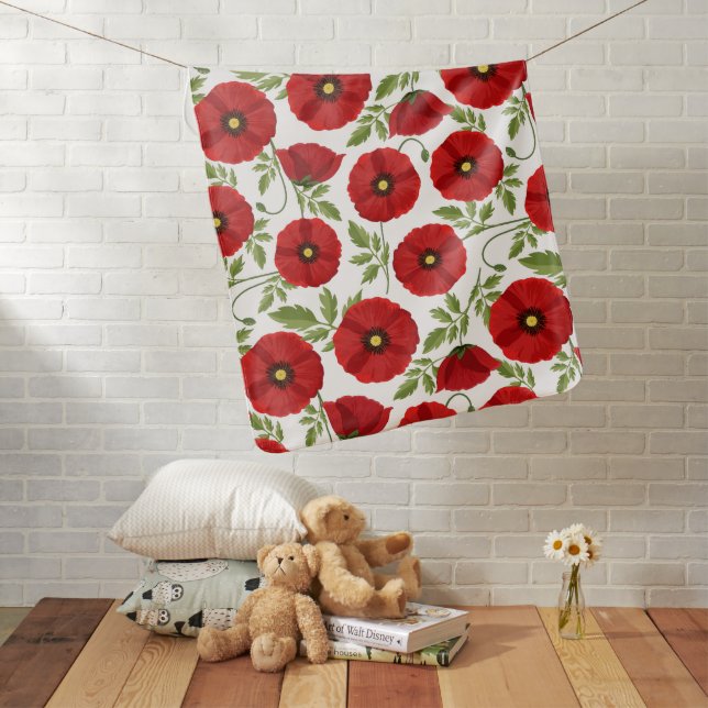 Poppy blooming joyful Summer Flowers Baby Blanket (In Situ)