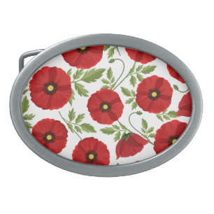 Poppy blooming joyful Summer Flowers Belt Buckle