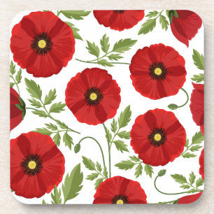 Poppy blooming joyful Summer Flowers Beverage Coaster