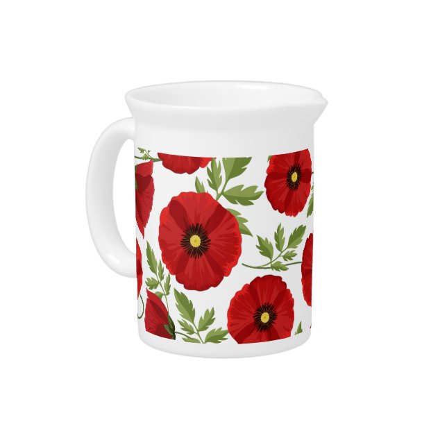 Poppy blooming joyful Summer Flowers Beverage Pitcher (Left)