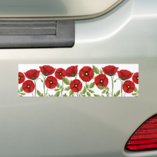 Poppy blooming joyful Summer Flowers Bumper Sticker