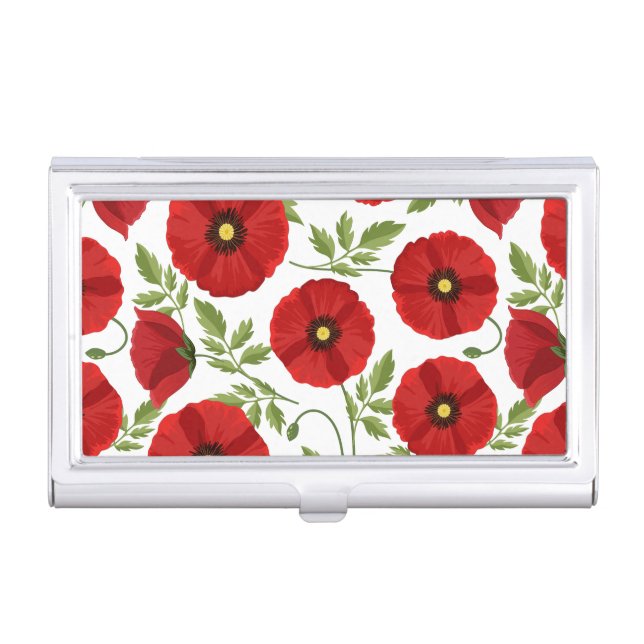 Poppy blooming joyful Summer Flowers Business Card Case (Front)