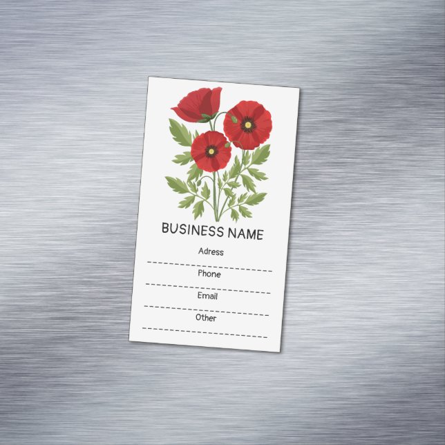 Poppy blooming joyful Summer Flowers Business Card Magnet (In Situ)
