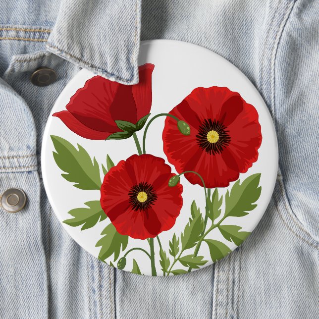 Poppy blooming joyful Summer Flowers Button (In Situ)