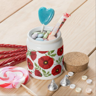 Poppy blooming joyful Summer Flowers Candy Jar
