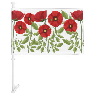 Poppy blooming joyful Summer Flowers Car Flag
