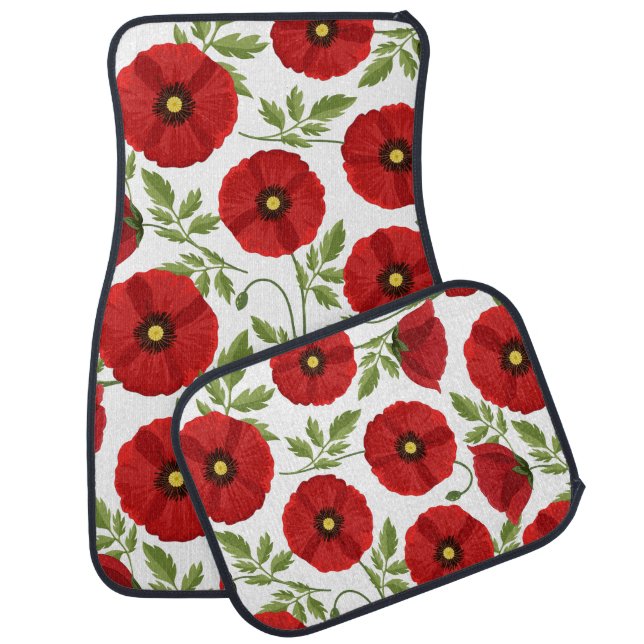 Poppy blooming joyful Summer Flowers Car Floor Mat (Set)