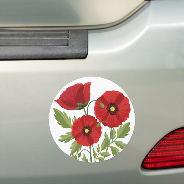 Poppy blooming joyful Summer Flowers Car Magnet (In Situ)