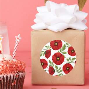 Poppy blooming joyful Summer Flowers Classic Round Sticker