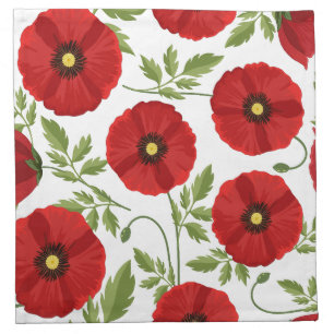 Poppy blooming joyful Summer Flowers Cloth Napkin