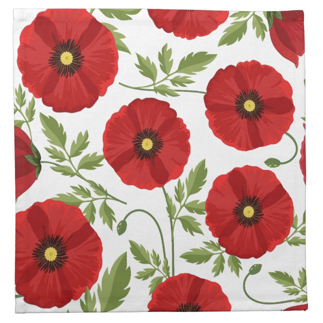 Poppy blooming joyful Summer Flowers Cloth Napkin (Front)