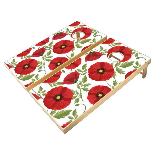 Poppy blooming joyful Summer Flowers Cornhole Set (Angled)