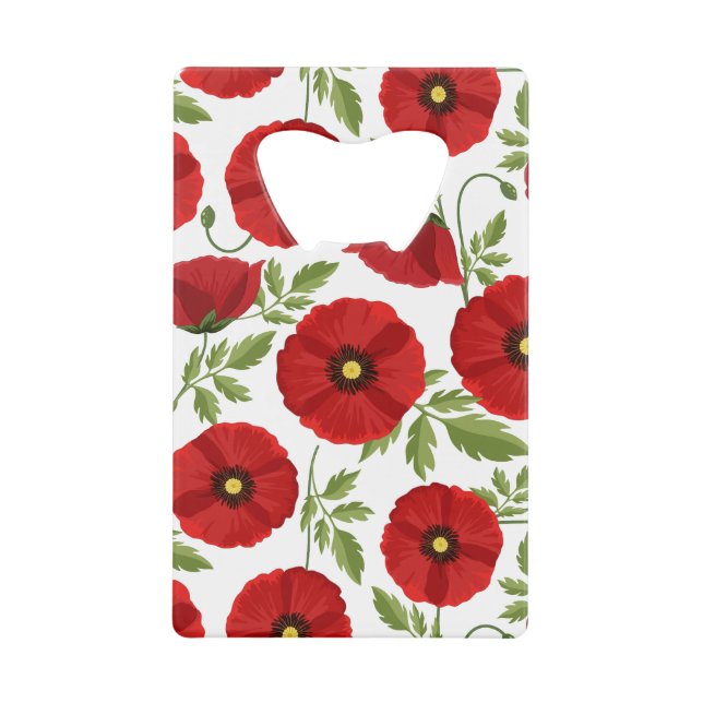 Poppy blooming joyful Summer Flowers Credit Card Bottle Opener (Front)