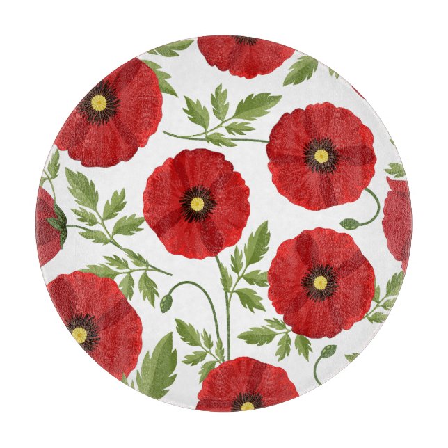 Poppy blooming joyful Summer Flowers Cutting Board (Front)