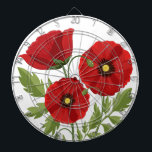 Poppy blooming joyful Summer Flowers Dart Board<br><div class="desc">Poppy Flowers blooming joyful spring and summer vector seamless repeat textile / fabric pattern illustration. Original graphic art copyright BluedarkArt TheChameleonArt.</div>