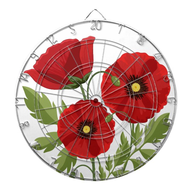 Poppy blooming joyful Summer Flowers Dart Board (Front)