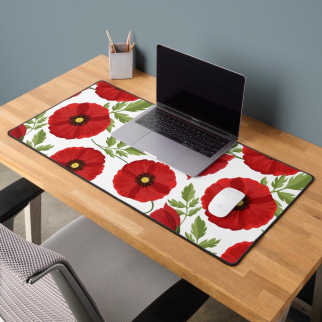 Poppy blooming joyful Summer Flowers Desk Mat (Office 2)