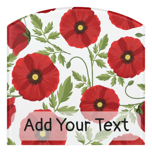 Poppy blooming joyful Summer Flowers Door Sign (Contour Front)