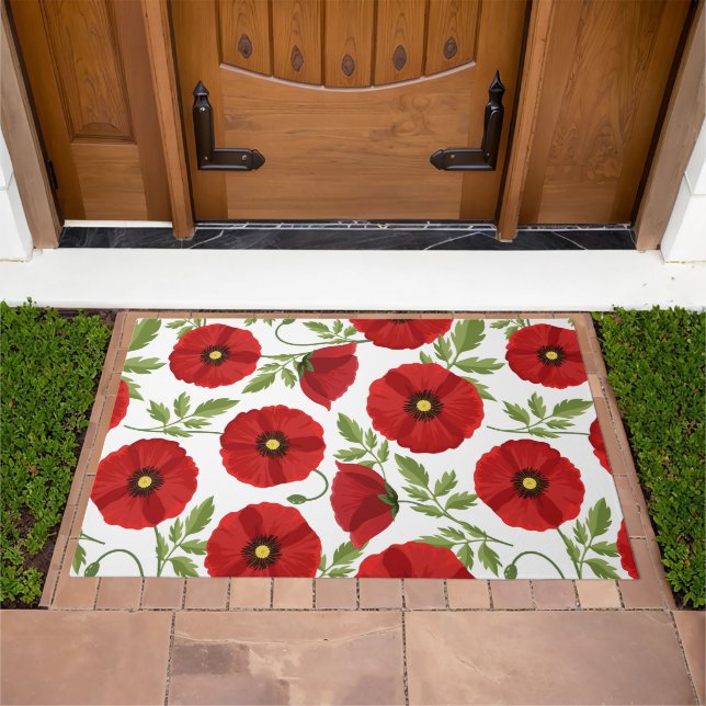 Poppy blooming joyful Summer Flowers Doormat (Outdoor)