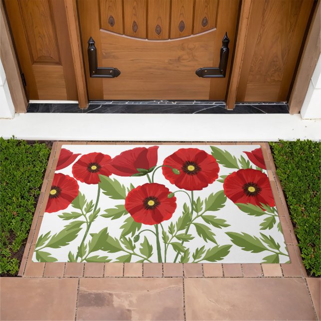 Poppy blooming joyful Summer Flowers Doormat (Outdoor)