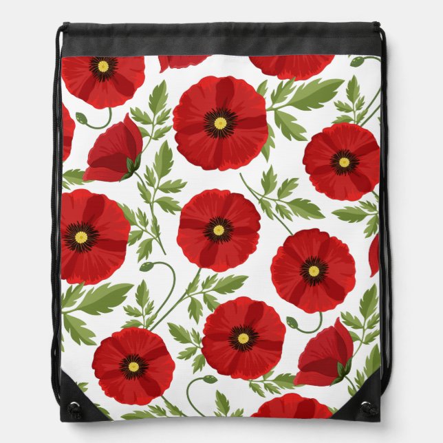 Poppy blooming joyful Summer Flowers Drawstring Bag (Front)