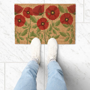 Poppy blooming joyful Summer Flowers Fiber Doormat