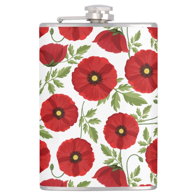 Poppy blooming joyful Summer Flowers Flask (Front)