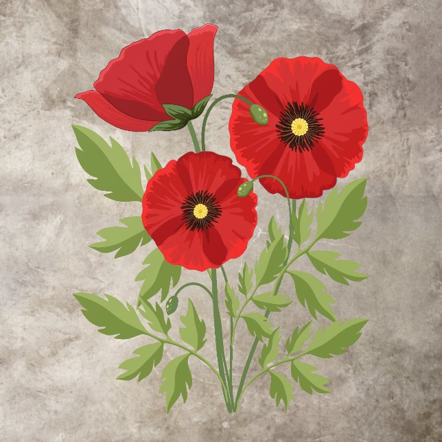 Poppy blooming joyful Summer Flowers Floor Decals (Insitu)