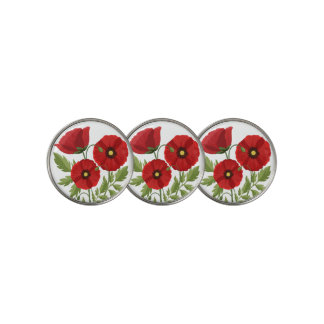 Poppy blooming joyful Summer Flowers Golf Ball Marker