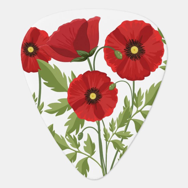 Poppy blooming joyful Summer Flowers Guitar Pick (Front)