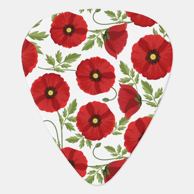 Poppy blooming joyful Summer Flowers Guitar Pick (Front)
