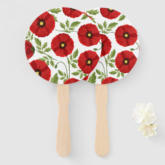 Poppy blooming joyful Summer Flowers Hand Fan