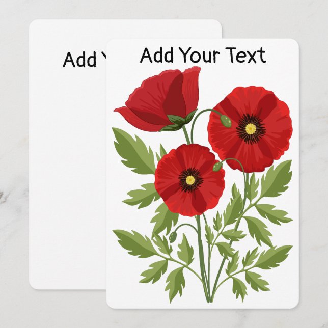 Poppy blooming joyful Summer Flowers Holiday Card (Front/Back)