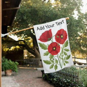 Poppy blooming joyful Summer Flowers House Flag
