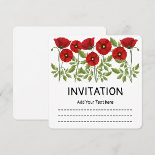 Poppy blooming joyful Summer Flowers Invitation