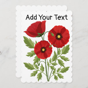 Poppy blooming joyful Summer Flowers Invitation