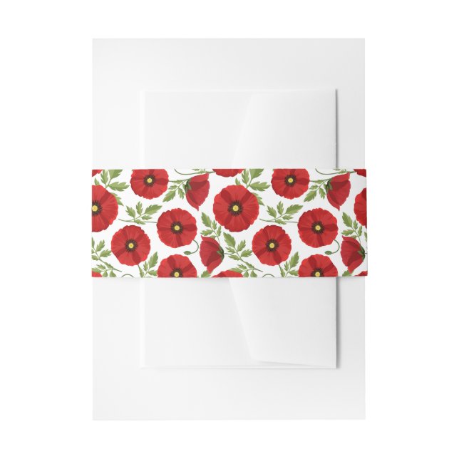 Poppy blooming joyful Summer Flowers Invitation Belly Band (Front Example)