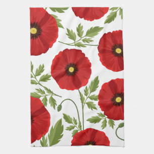 Poppy blooming joyful Summer Flowers Kitchen Towel