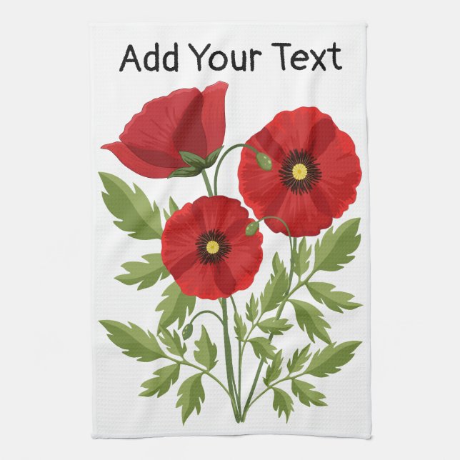 Poppy blooming joyful Summer Flowers Kitchen Towel (Vertical)
