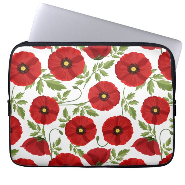 Poppy blooming joyful Summer Flowers Laptop Sleeve (Front)