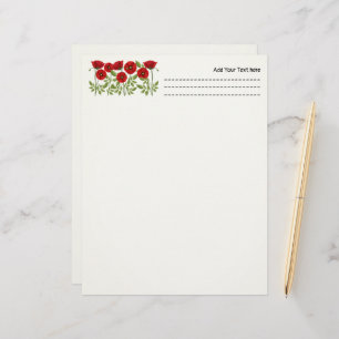 Poppy blooming joyful Summer Flowers Letterhead