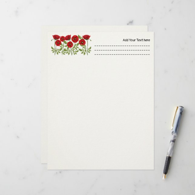 Poppy blooming joyful Summer Flowers Letterhead (Front/Back In Situ)