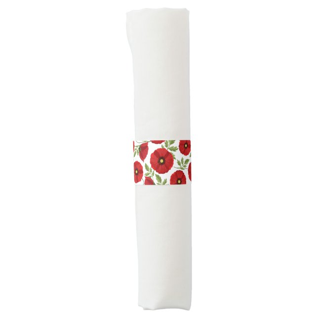 Poppy blooming joyful Summer Flowers Napkin Bands (Front)