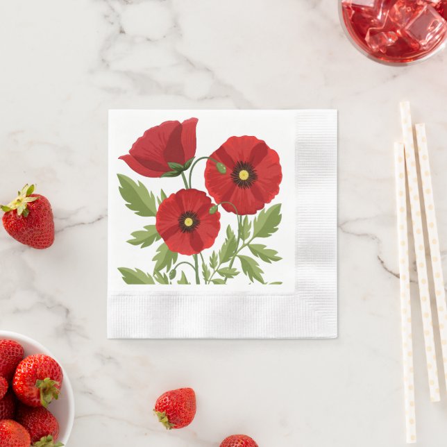 Poppy blooming joyful Summer Flowers Napkins (Insitu)