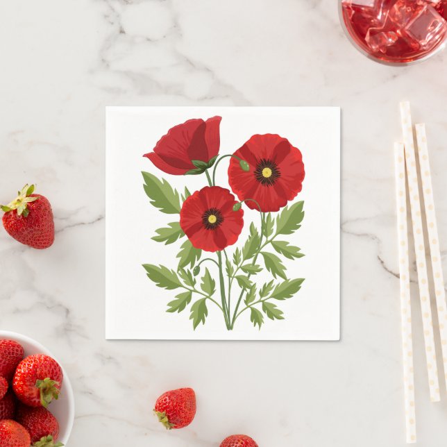 Poppy blooming joyful Summer Flowers Napkins (Insitu)