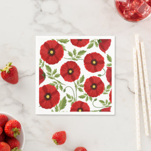 Poppy blooming joyful Summer Flowers Napkins